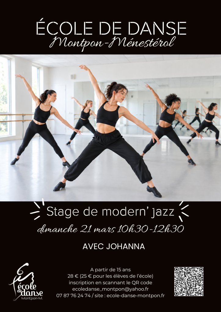 Stage de modern jazz donné par Johanna à l'école de danse de Montpon